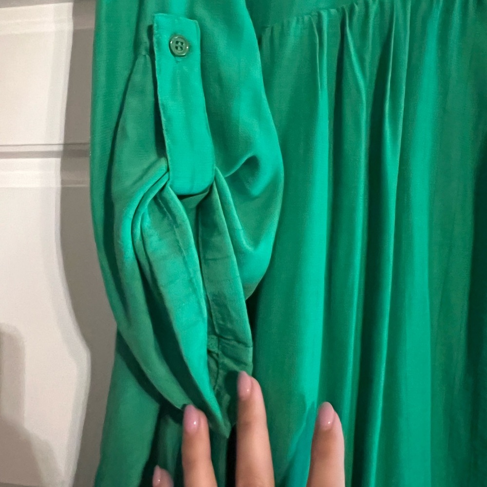entro Emerald Green Button-Front Mini Dress - Picture 3 of 4